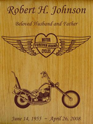 Forever Riding Heart Motorcycle Wood Urn - Chopper