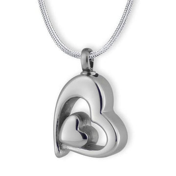 Heart Within a Heart Cremation Pendant