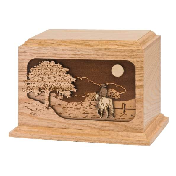 The Horse Ride Home Wood Urn