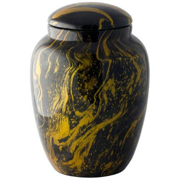 Hand Painted Swirl Yellow Urn