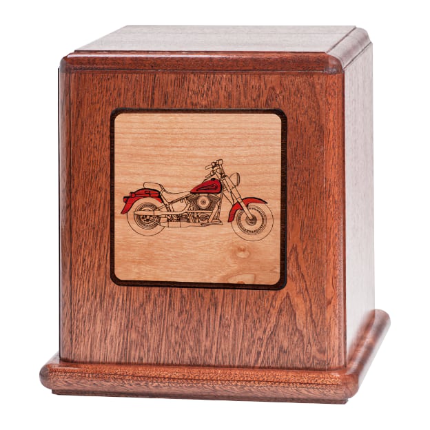 Mosaic Motorcycle Wood Urn