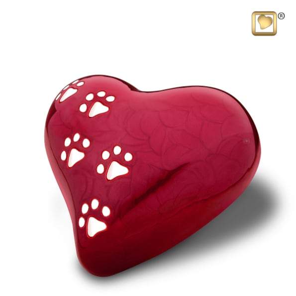 Heart Pet Pearlescent Red Urns
