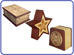 Exotic Wood Hand Carved Urns