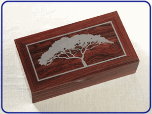 Metal Inlaid Wood Urns Collection