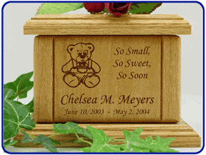 Infant Wood Engraved Urns