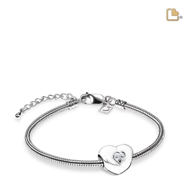 Bead Heart to Heart Rhodium Plated with Clear Crystal