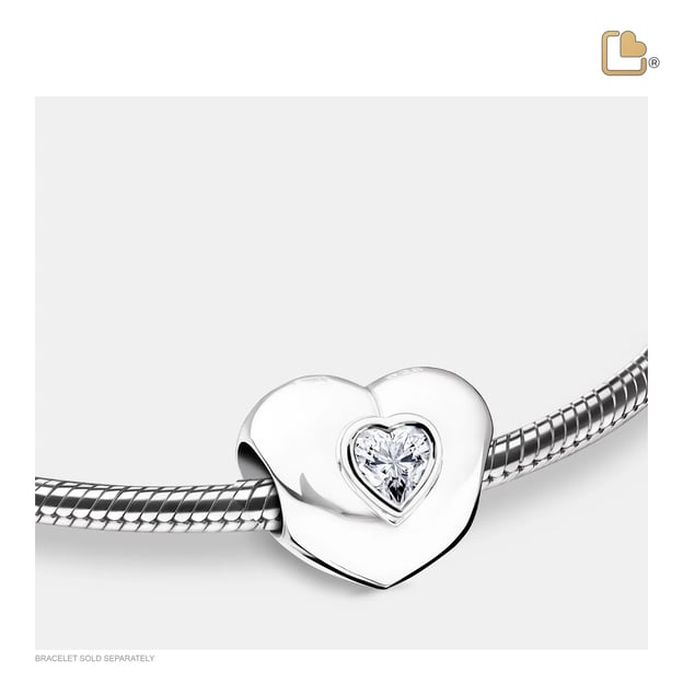 Bead Heart to Heart Rhodium Plated with Clear Crystal