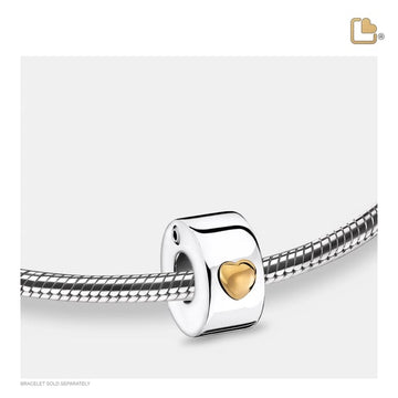 Perle „Glühendes Herz“, rhodiniertes Gold-Vermeil, zweifarbig
