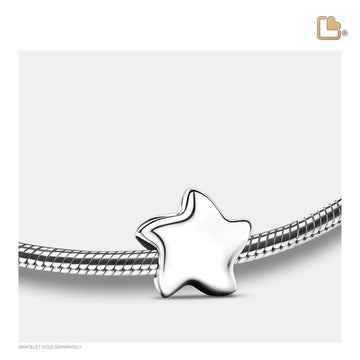 Cremation Bead Angelic Star Silver Rhodium Plated