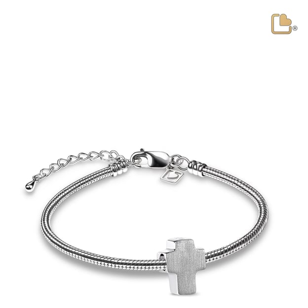 Cremation Bead Cross Rhodium Plated Two Tone