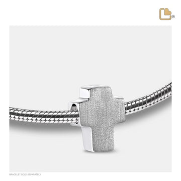 Cremation Bead Cross Rhodium Plated Two Tone