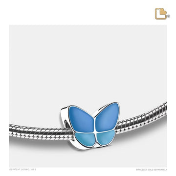 Cremation Bead Wings Of Hope Blue Enamel Rhodium Plated