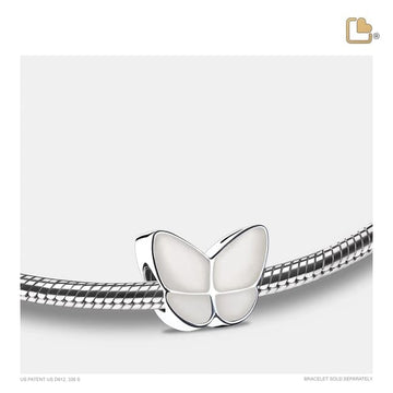 Cremation Bead Wings Of Hope Pearl Enamel Rhodium Plated