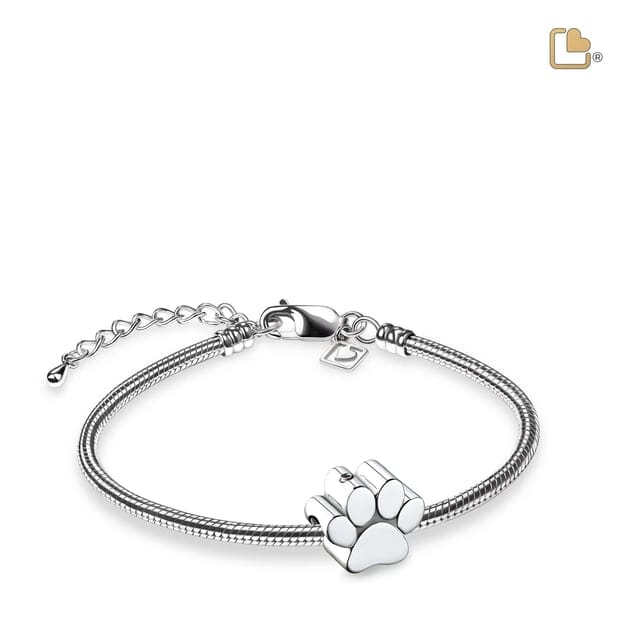 Cremation Bead Paw Rhodium Plated