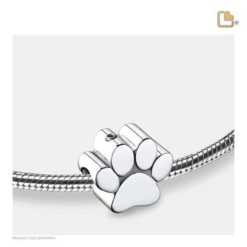 Cremation Bead Paw Rhodium Plated