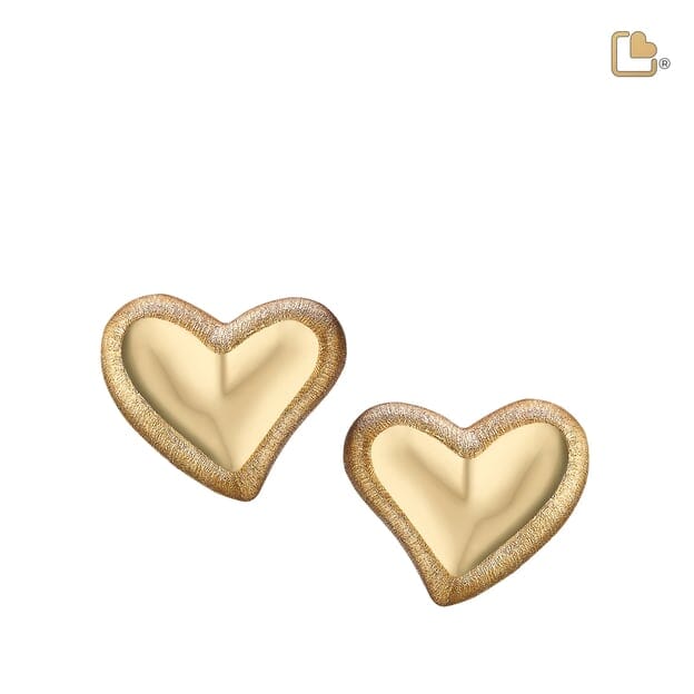 Pendientes Stud Corazón Inclinado Oro Vermeil Bicolor