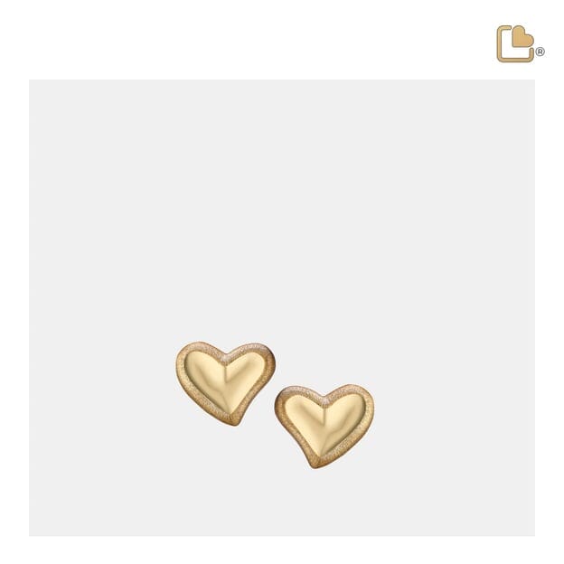 Pendientes Stud Corazón Inclinado Oro Vermeil Bicolor