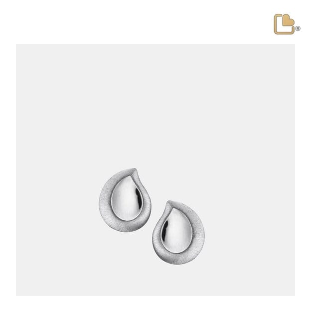 Stud Earrings TearDrop Rhodium Plated Two Tone