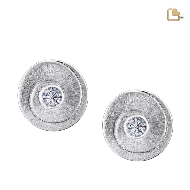 Stud Earrings Eternity Rhodium Plated Two Tone with Clear Crystal