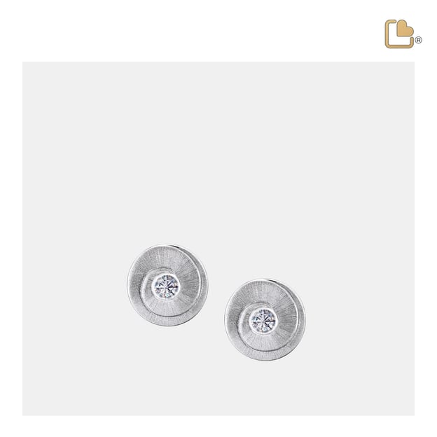 Stud Earrings Eternity Rhodium Plated Two Tone with Clear Crystal