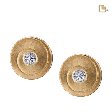 Stud Earrings Eternity Gold Vermeil Two Tone with Clear Crystal