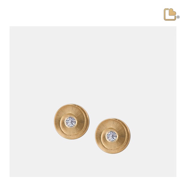 Stud Earrings Eternity Gold Vermeil Two Tone with Clear Crystal