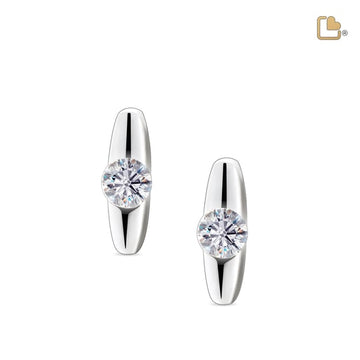 Stud Earrings Hope Rhodium Plated with Clear Crystal