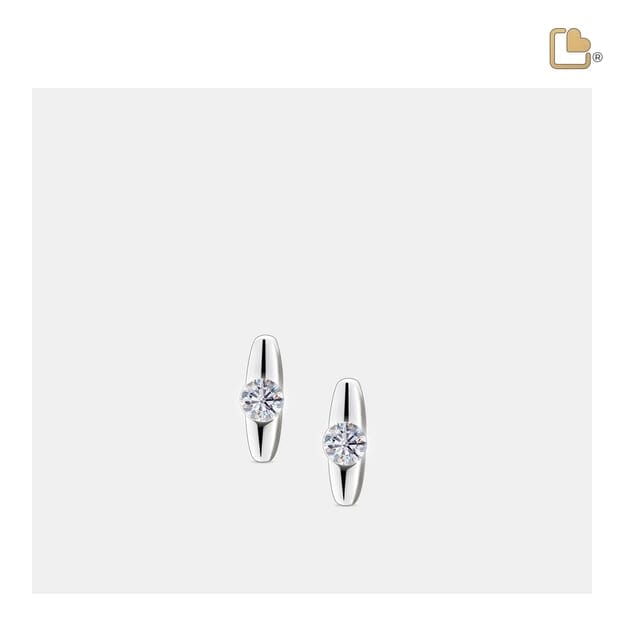 Stud Earrings Hope Rhodium Plated with Clear Crystal