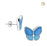 Stud Earrings Wings Of Hope Blue Enamel Rhodium Plated