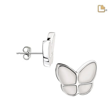 Stud Earrings Wings Of Hope Pearl Enamel Rhodium Plated