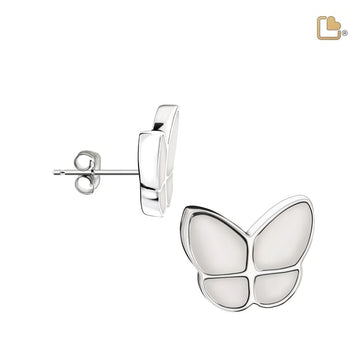 Ohrstecker „Flügel der Hoffnung“ mit Perle und Emaille, rhodiniert