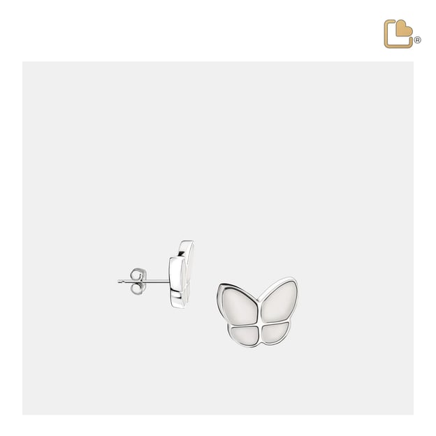 Ohrstecker „Flügel der Hoffnung“ mit Perle und Emaille, rhodiniert