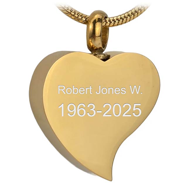 Gold Tone Heart With Mother of Pearl Cremation Pendant