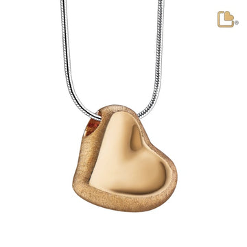 Cremation Pendant Leaning Heart Gold Vermeil Two Tone
