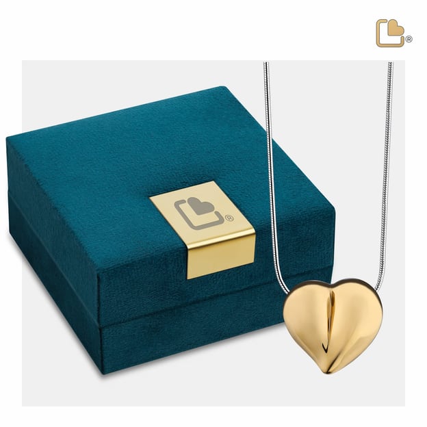 Cremation Pendant LoveHeart Gold Vermeil