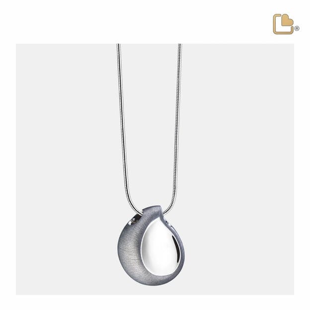 Cremation Pendant TearDrop Rhodium Plated Two Tone