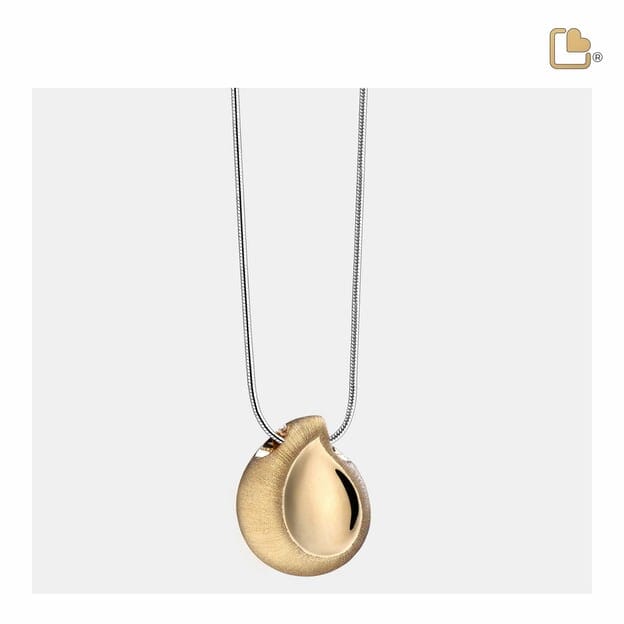 Cremation Pendant TearDrop Gold Vermeil Two Tone