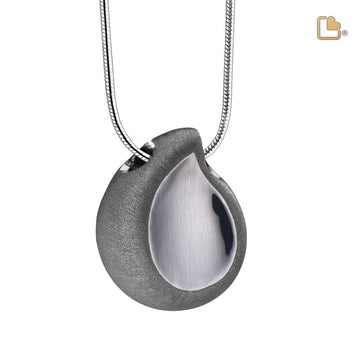 Cremation Pendant TearDrop Ruthenium Plated Two Tone