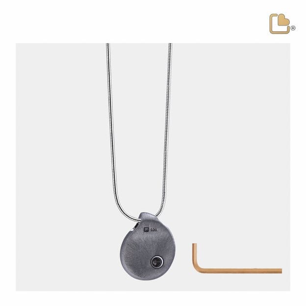Cremation Pendant TearDrop Ruthenium Plated Two Tone