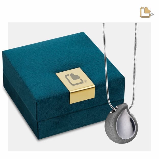 Cremation Pendant TearDrop Ruthenium Plated Two Tone
