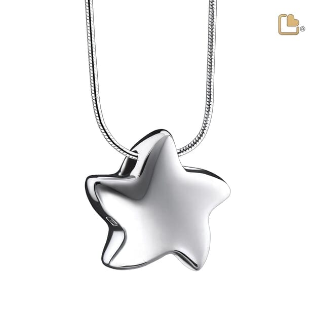 Cremation Pendant Angelic Star Rhodium Plated