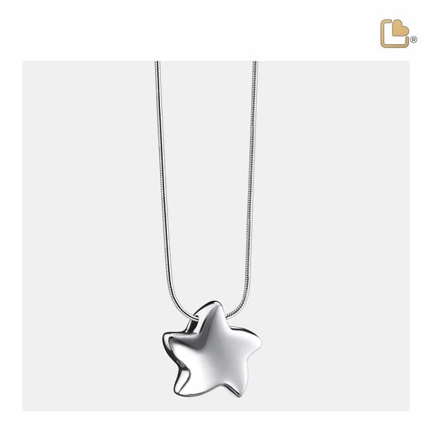Cremation Pendant Angelic Star Rhodium Plated