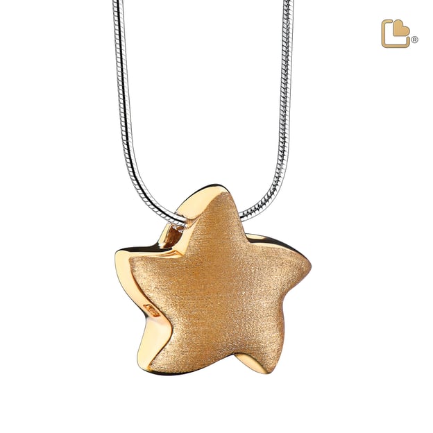 Cremation Pendant Angelic Star Gold Vermeil Two Tone