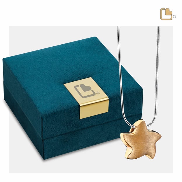 Einäscherungsanhänger „Engelsstern“ aus zweifarbigem Gold-Vermeil