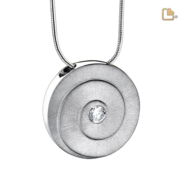 Cremation Pendant Eternity Rhodium Plated Two Tone with Clear Crystal