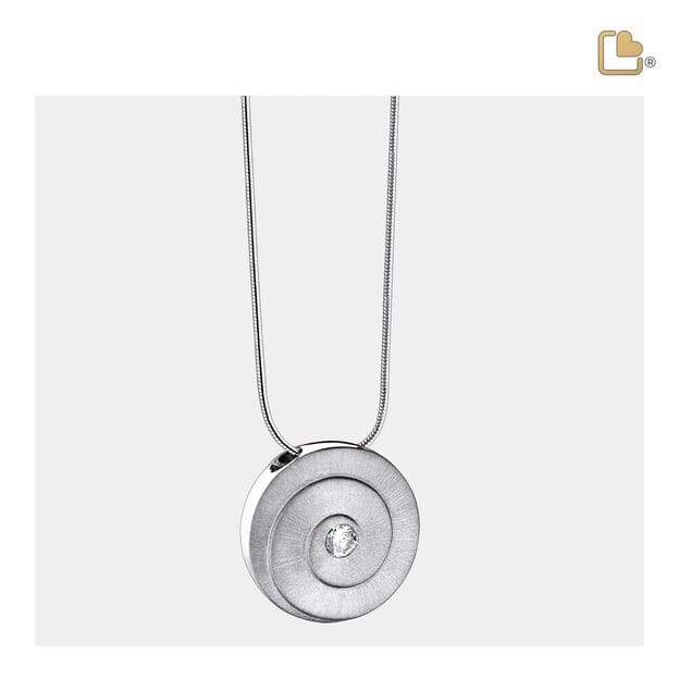 Cremation Pendant Eternity Rhodium Plated Two Tone with Clear Crystal