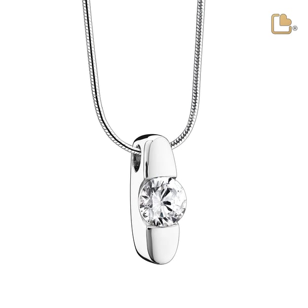 Cremation Pendant Hope Rhodium Plated with Clear Crystal