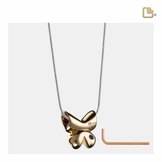 Cremation Pendant Butterfly Gold Vermeil Two Tone
