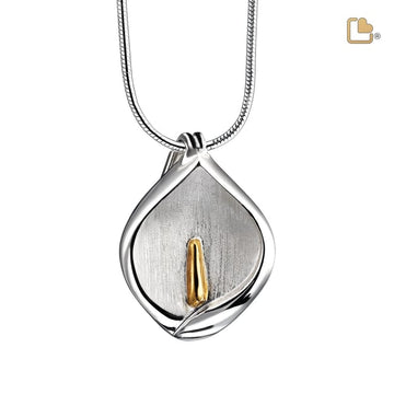 Pendant Calla Lily Rhodium Plated Gold Vermeil Two Tone