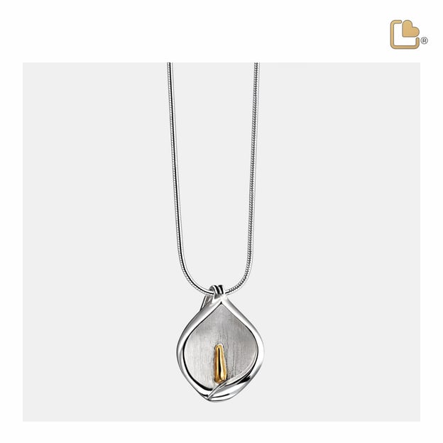 Pendant Calla Lily Rhodium Plated Gold Vermeil Two Tone